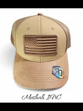 Runs Deep Tactical American Flag Snapback Mesh Cap - RDUSA02 - Khaki